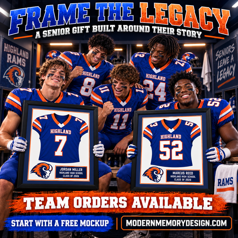 Youth Football Jersey Frame — Moving Up Gift for Junior Football Programs