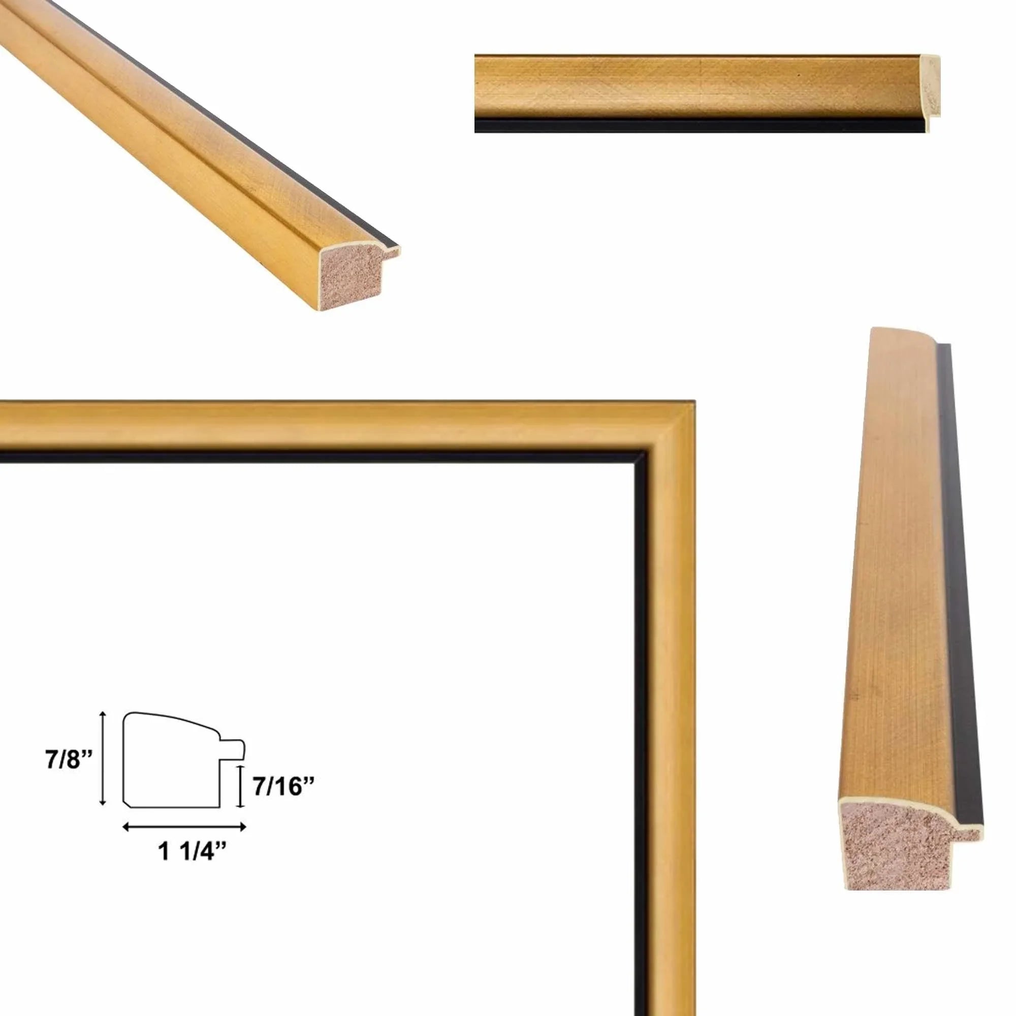 11x17 Frame Contemporary Gold With Black Picture Frame