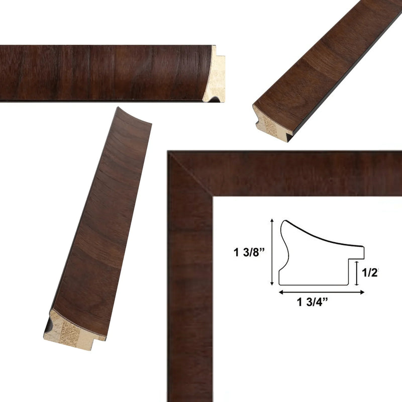 30x30 Frame Contemporary Wood Grain Walnut Scoop Picture Frame