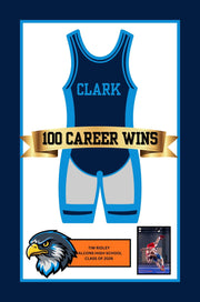 100 career win wrestling singlet banner frame