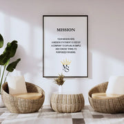 Core values Framed Company Vision Statement Values Mission Custom Prints 40x60 Black Wood Frame  