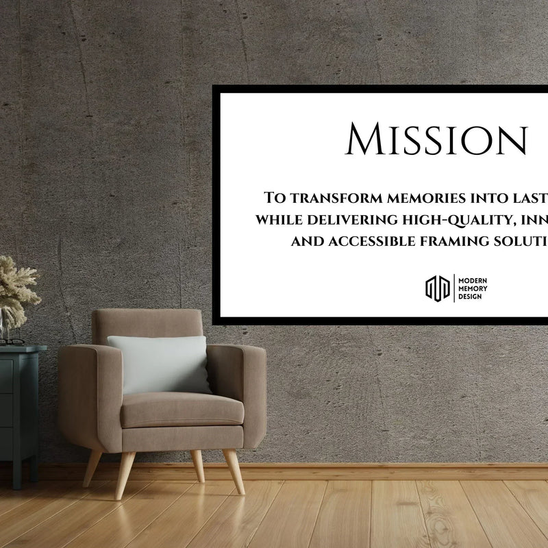 Framed Company Vision Statement Values Mission Custom Prints 40x60 Black Wood Frame  
