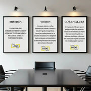 Framed Company Vision Statement Values Mission Custom Prints 40x60 Black Wood Frame  Core values