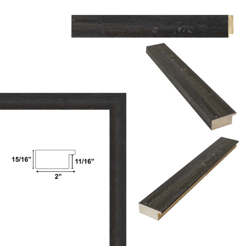 27x40 Frame Drift Wood Barnwood Black Wash Rustic Picture Frame