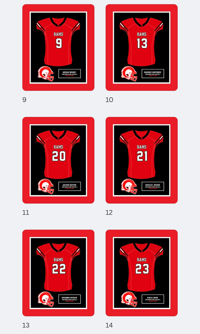 20 frames Edgewood Rams Football Class of 2026