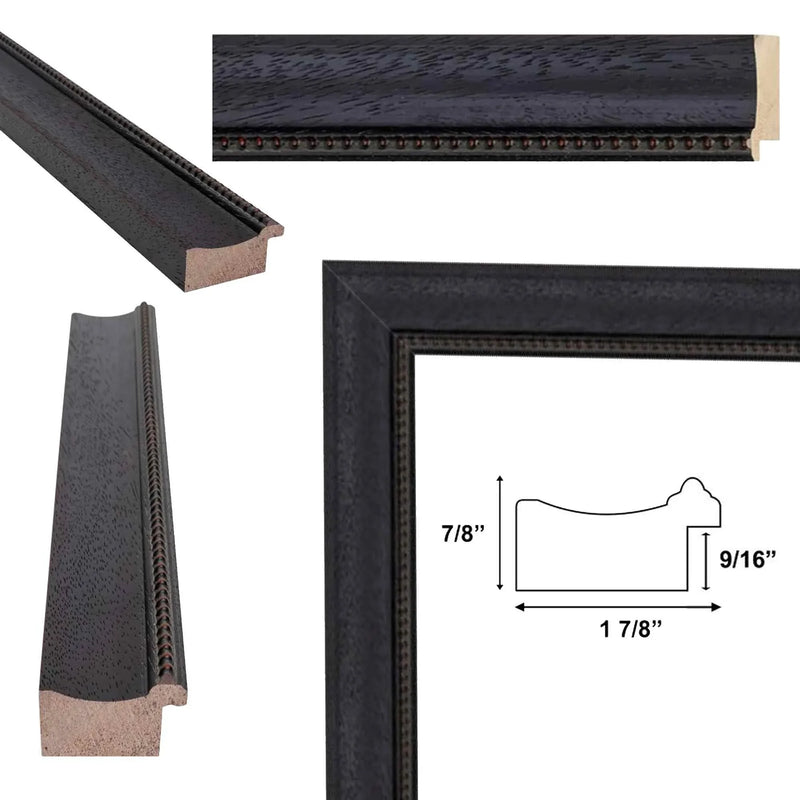 25x25 Frame Gothic Wooden Black Scoop Bead Picture Frame