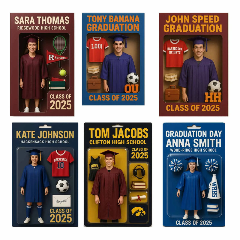 High School Graduation Action Figure Toy box 18x24 Canvas
