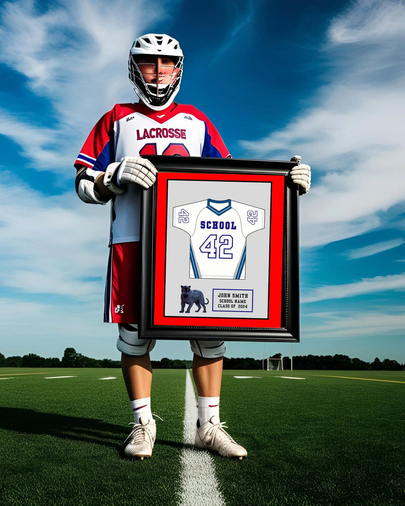 High School Lacrosse Senior Award Night Gift Idea - Jersey Frame Print