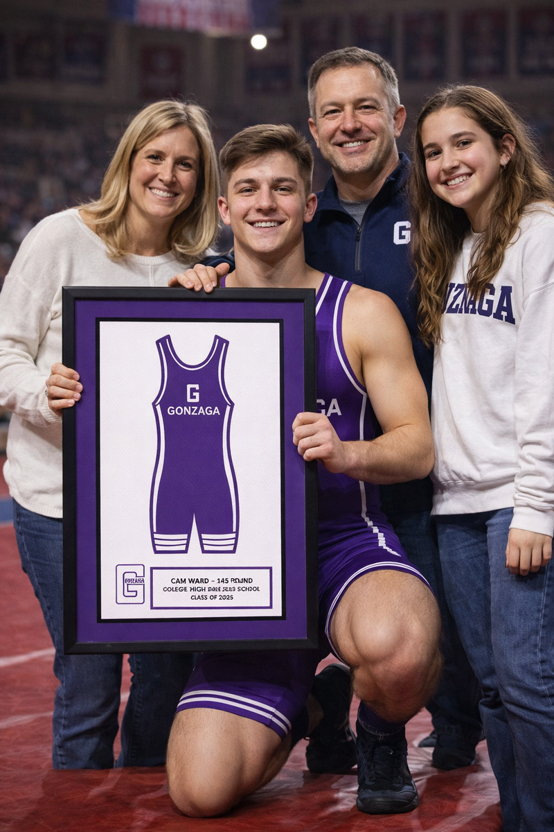 Wrestling Singlet Framed in picture frame Senior Award Night Gift Idea - Jersey Print Frame Basketball
