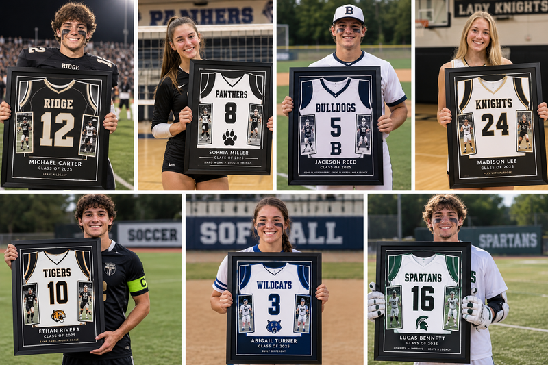 Volleyball Jersey Frame — Custom Senior Gift for Athletes - High School Collage