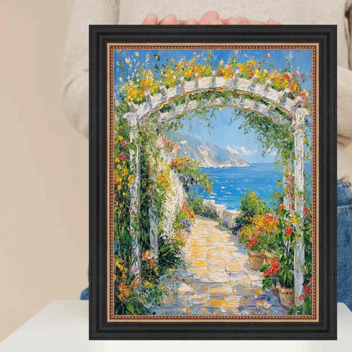 36x48 Frame Modern Black Scoop With Gold Bead Picture Frame