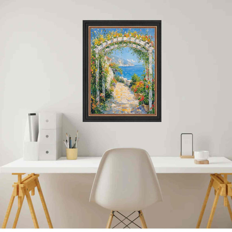 28x40 Frame Modern Black Scoop With Gold Bead Picture Frame