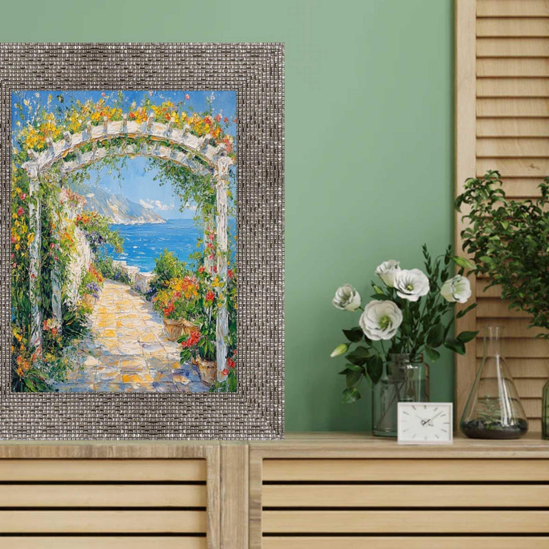 40x40 Frame Modern Wide Glitter Silver Gunmetal Picture Frame