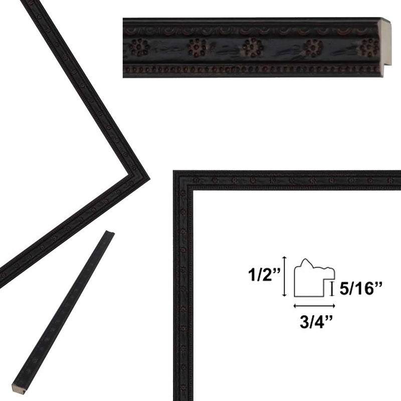 25x25 Frame Narrow Black Stars Picture Frame