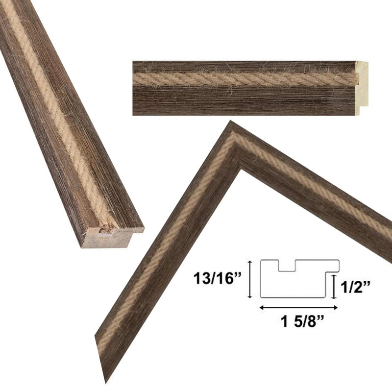 11x11 Frame Nautical Rope Dock Boat Rustic Brown Picture Frame