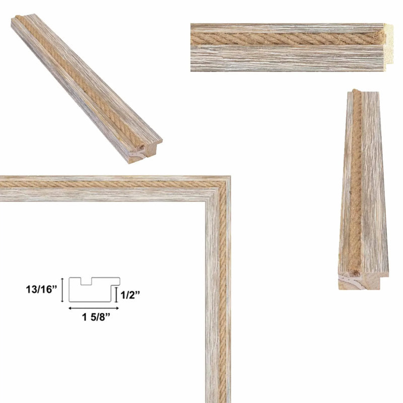 18x24 Frame Nautical Rope Dock Boat Rustic White Wash Picture Frame