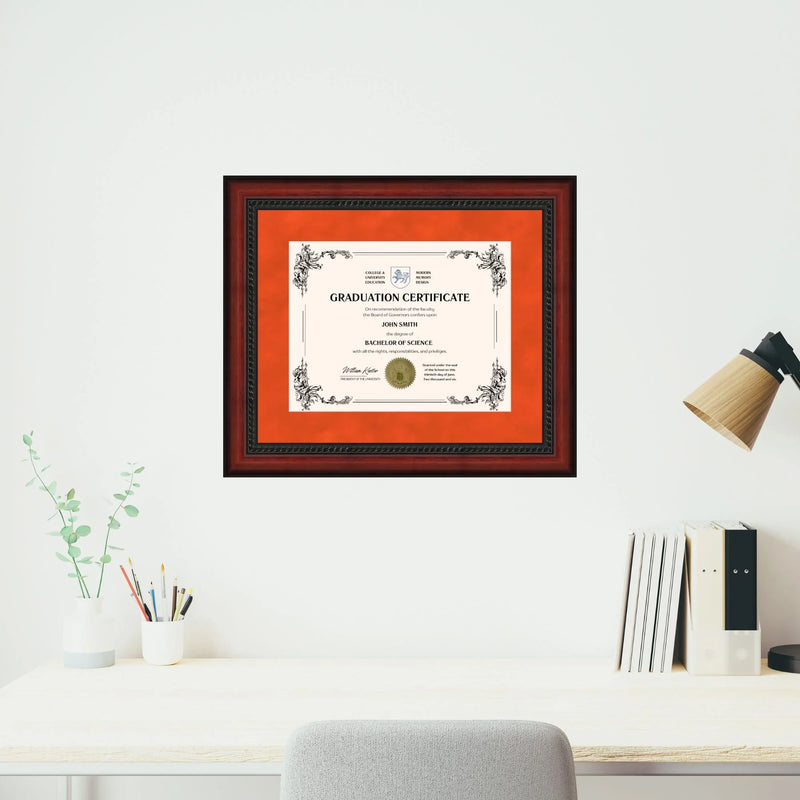 University of Miami Diploma Frame 8.5x11 Certificate Orange