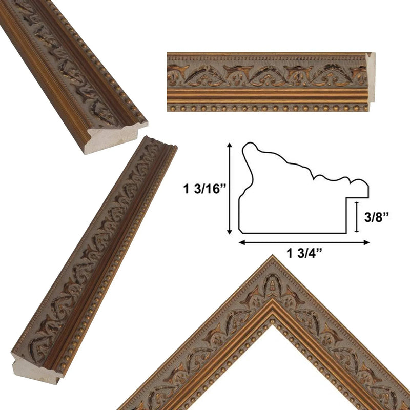 13x13 Frame Ornate Gold Baroque With Bead Picture Frame