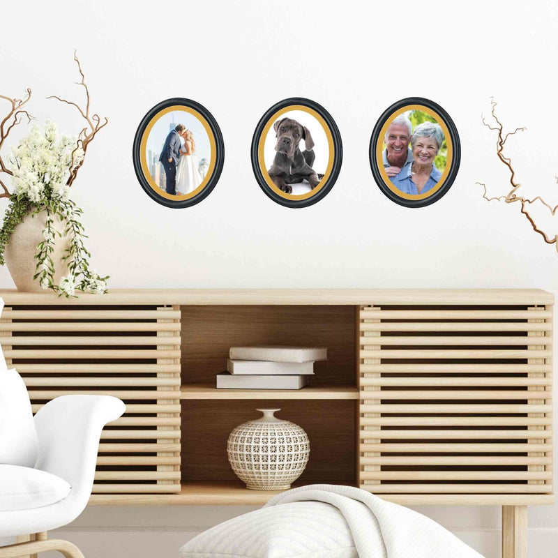 Traditional 8x10 Black Oval Picture Frame with Gold Vintage