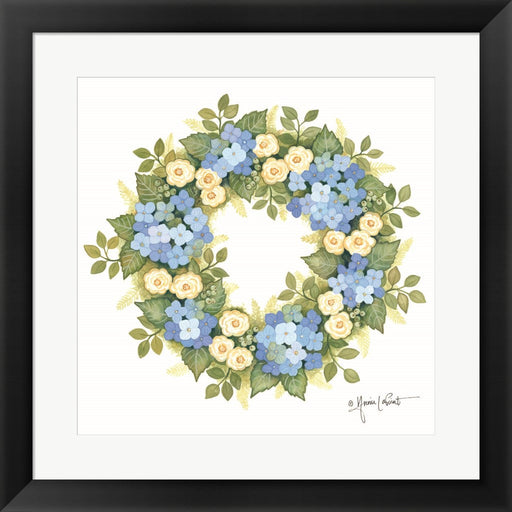 Hydrangeas in Bloom Wreath by Annie Lapoint, Framed Art