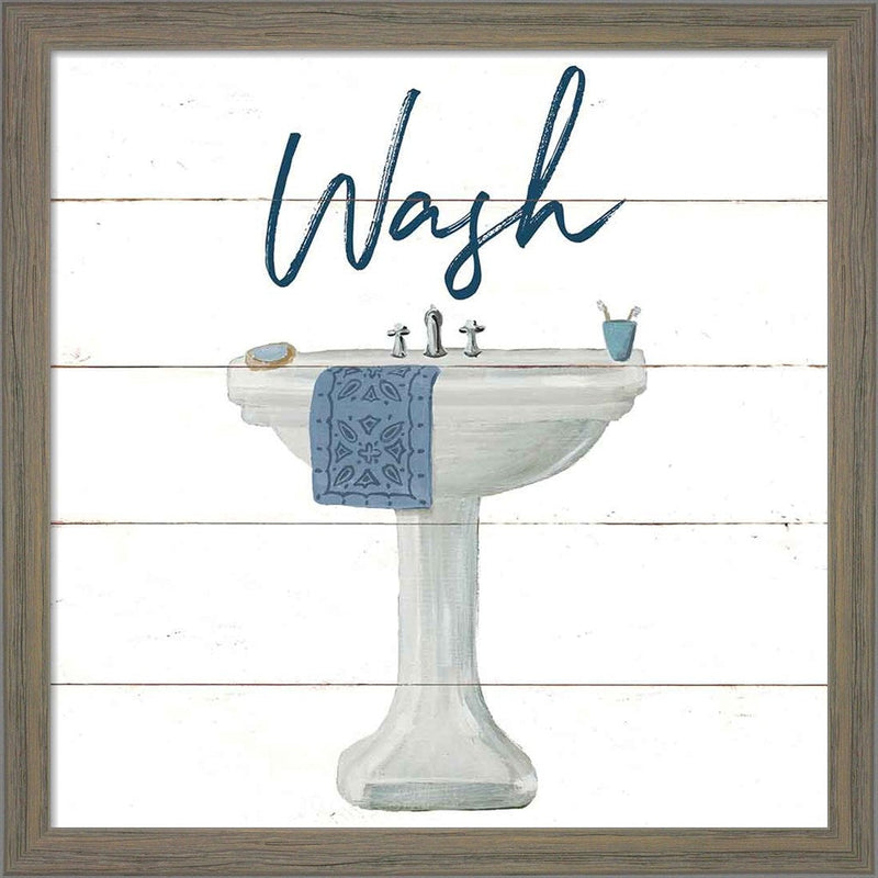 Cottage Bath I by Wild Apple Portfolio, Framed Art