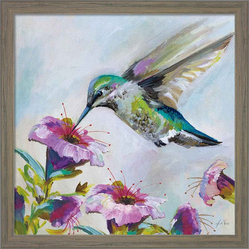 Hummingbird II Florals by Jeanette Vertentes, Framed Art