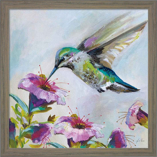 Hummingbird II Florals by Jeanette Vertentes, Framed Art