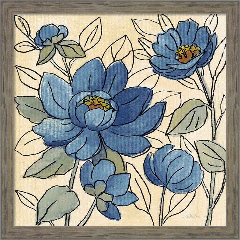 Spring Lace Floral IV Dark Blue by Silvia Vassileva, Framed Art