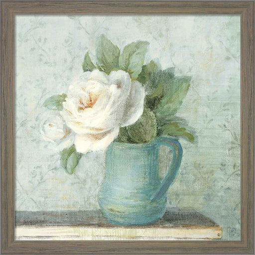 June Roses II White Blue Crop by Danhui Nai, Framed Art