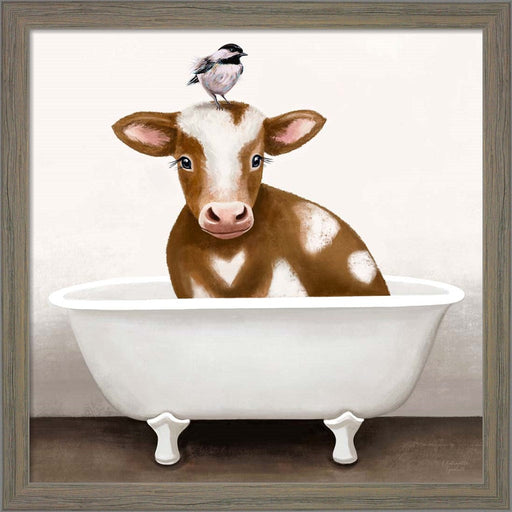 Cow in Bathtub by Elizabeth Tyndall, Framed Art