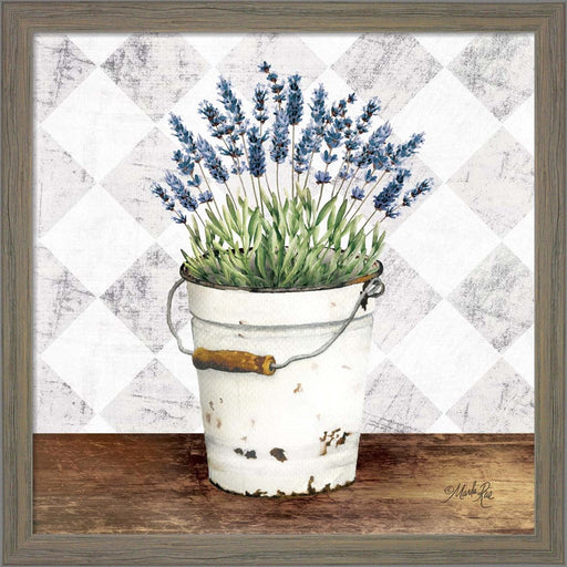 Purple Flowers Metal Bucket by Marla Rae, Framed Art