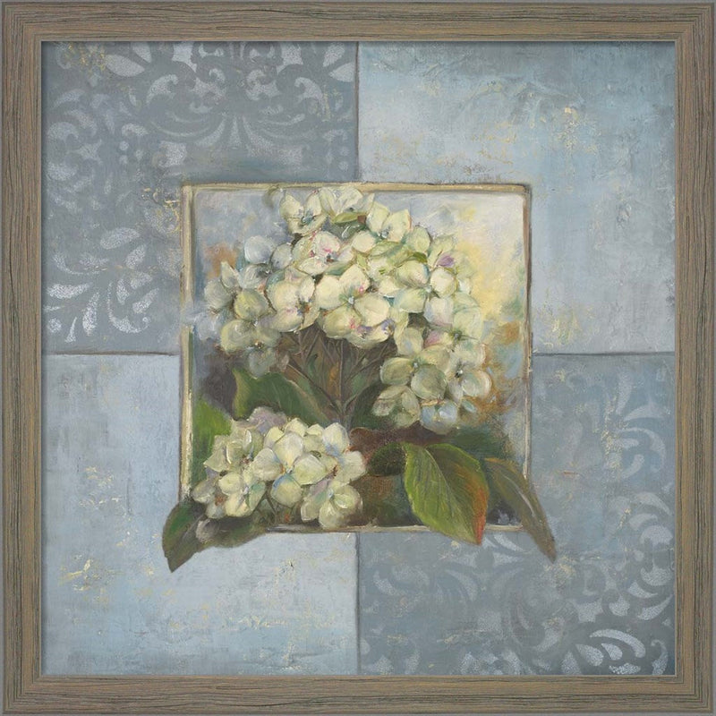 Hydrangeas on Blue II by Patricia Pinto, Framed Art