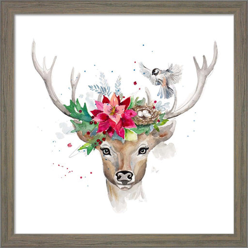 Woodland Deer with Bird by Patricia Pinto, Framed Art