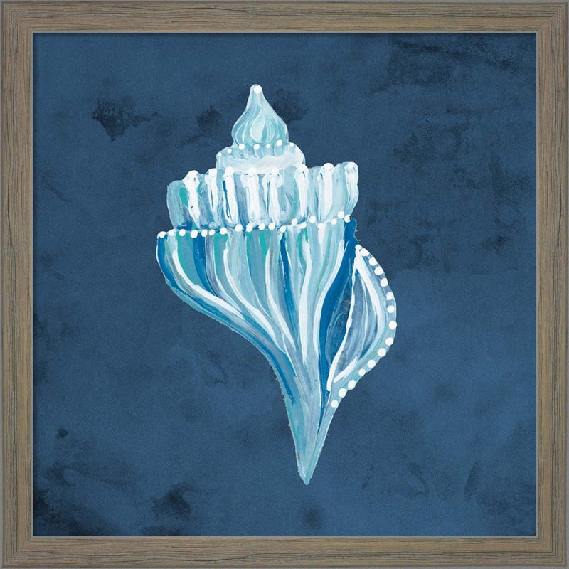 Azul Dotted Seashell on Navy I by Gina Ritter, Framed Art