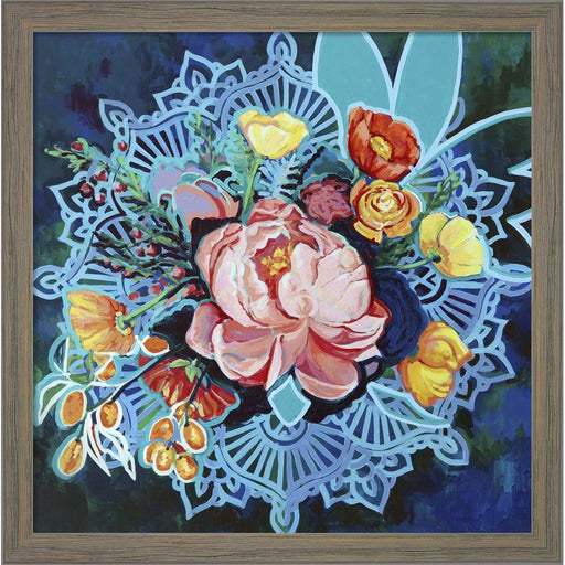 Peony Bouquet Mandala by Victoria Macmillan, Framed Art