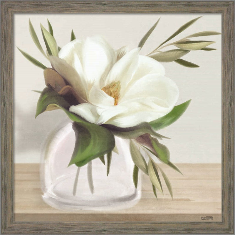 Vintage Magnolia Bloom by House Fenway, Framed Art