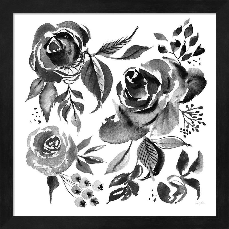 Delft Delight IV Black No Words by Kristy Rice, Framed Art