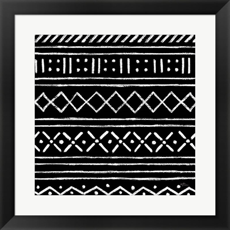 Jungle Love Pattern V Sq I BW by Janelle Penner, Framed Art