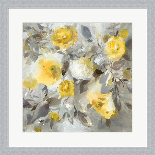 Floral Uplift Yellow Gray by Danhui Nai, Framed Art