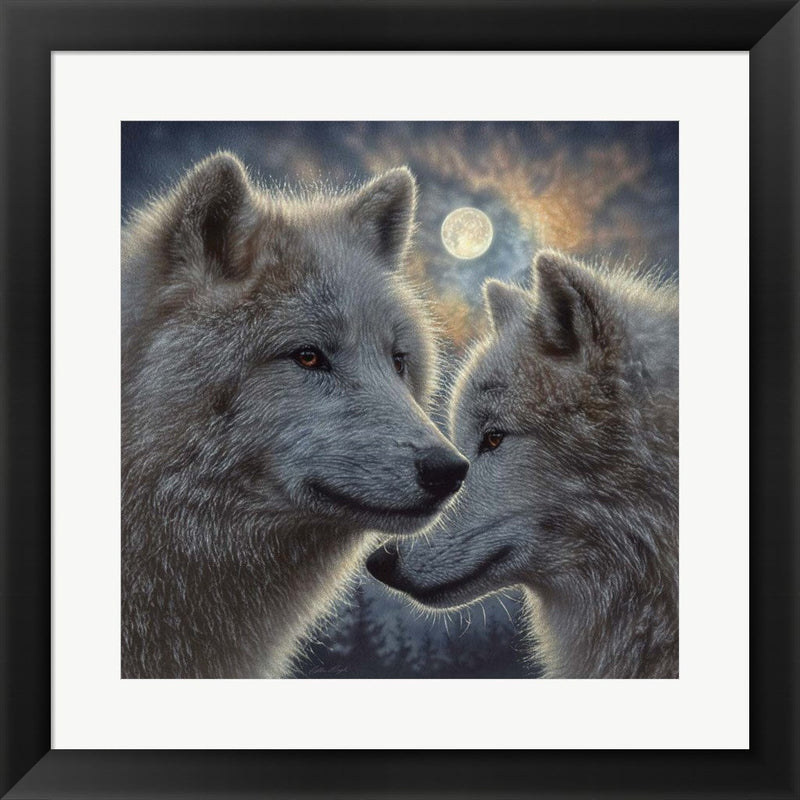 Moonlight Wolf Mates by Collin Bogle, Framed Art