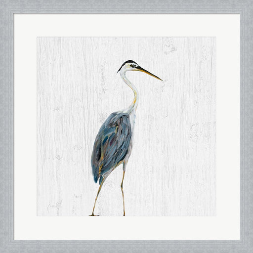 Heron on Whitewash II by Julie DeRice, Framed Art