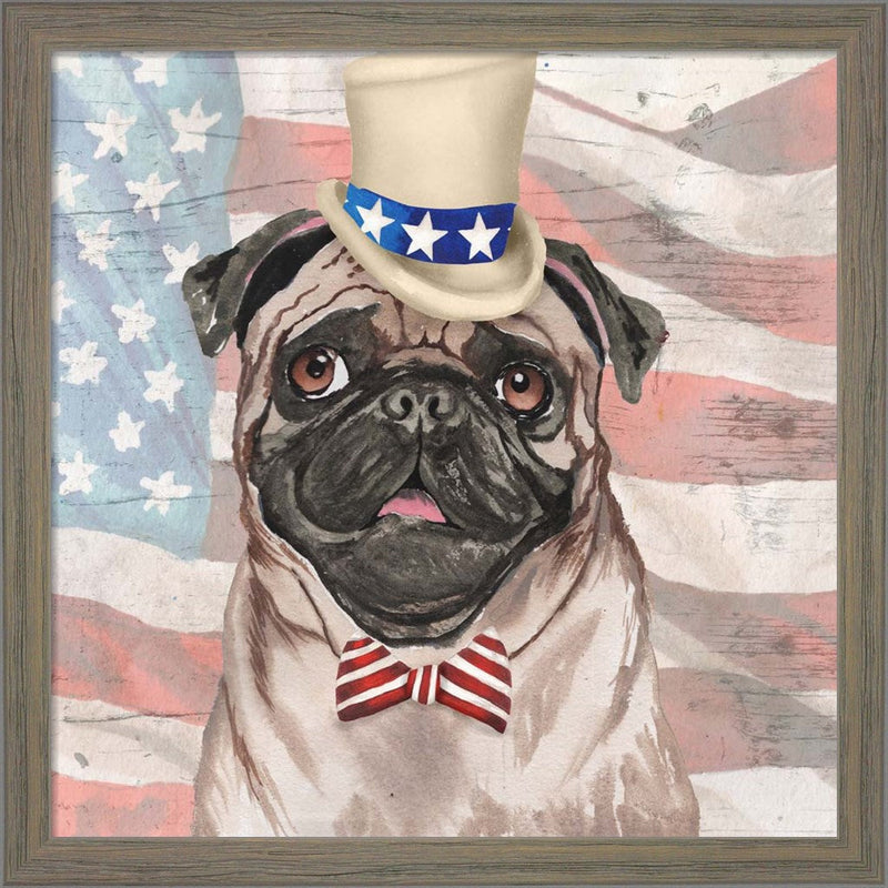 Patriotic Pug by Elizabeth Medley, Framed Art