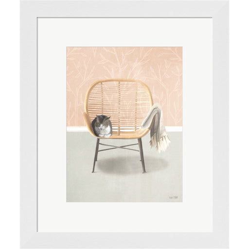 Nap Time Gray and White Cat by House Fenway, Framed Art