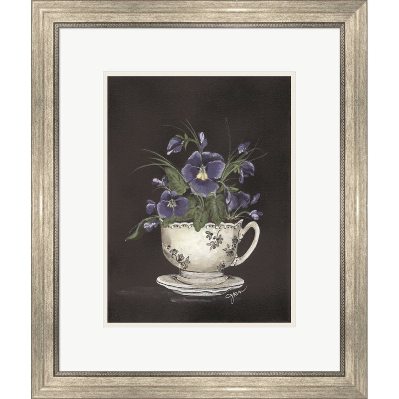 Tea Cup Violets by Julie Norkus, Framed Art