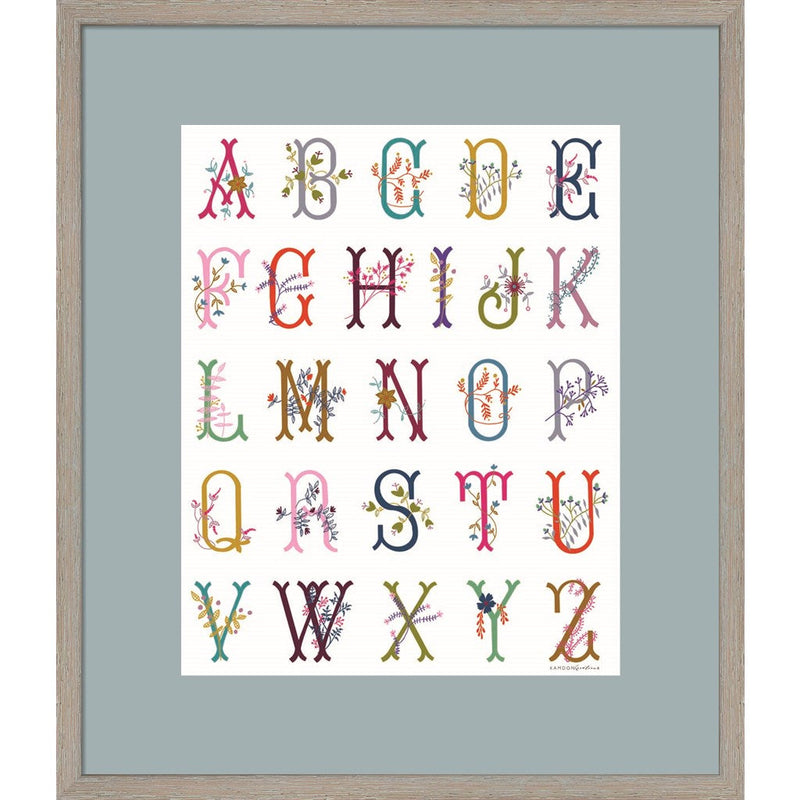 In the Garden Alphabet by Kamdon Kreations, Framed Art