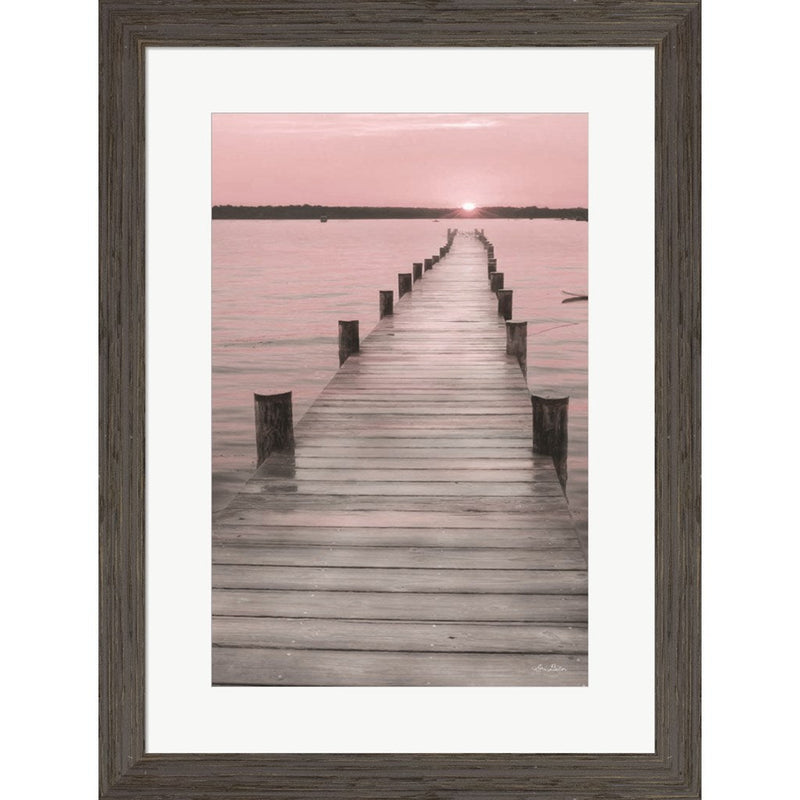 Pink Sunset at the Dock by Lori Deiter, Framed Art