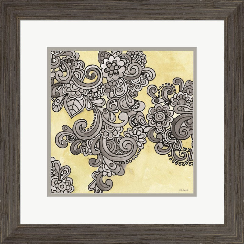 Yellow--Gray Pattern 1 by Stellar Design Studio, Framed Art