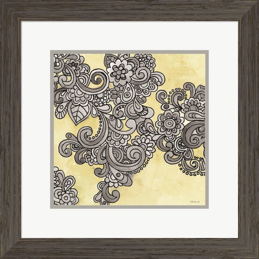 Yellow--Gray Pattern 1 by Stellar Design Studio, Framed Art