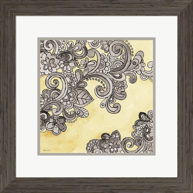 Yellow--Gray Pattern 2 by Stellar Design Studio, Framed Art