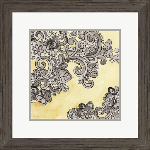 Yellow--Gray Pattern 2 by Stellar Design Studio, Framed Art